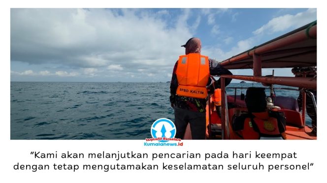 
 Tim SAR Gabungan memperluas area pencarian nelayan hilang, Hasriarto (37), di Perairan Muara Berau, Muara Badak, Kutai Kartanegara, pada hari ketiga operasi, Minggu (19/7/2026). Foto: Basarnas Kaltm.