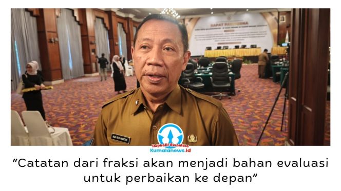 
 Sekretaris Daerah Kota Balikpapan, Agus Budi Prasetyo, menegaskan Pemkot Balikpapan siap menindaklanjuti masukan fraksi-fraksi DPRD terhadap Raperda Pertanggungjawaban Pelaksanaan APBD 2025 sebagai bahan evaluasi untuk meningkatkan tata kelola pemerintahan dan pembangunan daerah. Foto: M Hilmansyah.