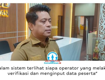 Kepala Disdikbud Kota Balikpapan, Irfan Taufik, memberikan keterangan terkait penguatan sistem pengawasan pelaksanaan Sistem Penerimaan Murid Baru (SPMB) 2026 melalui verifikasi berlapis terhadap seluruh data calon peserta didik guna menjamin proses penerimaan berlangsung transparan, akuntabel, dan bebas dari praktik kecurangan. Foto: M Hilmansyah.