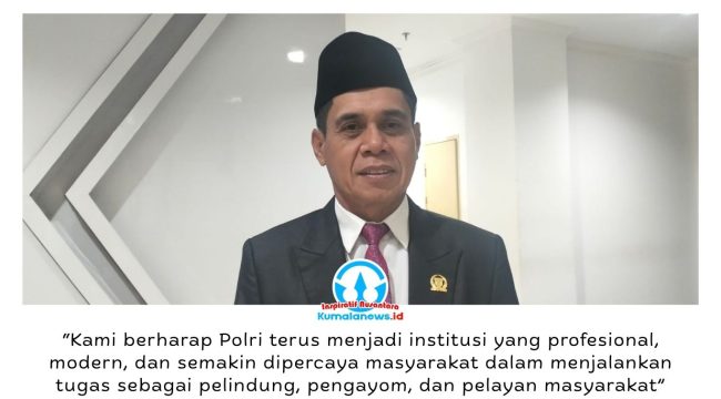 Ketua DPRD Kota Samarinda, H. Helmi Abdullah, SE, MM, menyampaikan ucapan Selamat Hari Bhayangkara ke-80 Tahun 2026 kepada seluruh jajaran Polri, khususnya Polresta Samarinda, sebagai bentuk apresiasi atas dedikasi dalam menjaga keamanan, ketertiban, dan melayani masyarakat. Foto: Yana Ashari.