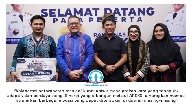
 Wali Kota Balikpapan, Dr H Rahmad Mas'ud, SE., ME., bersama istri, Hj Nurlena Rahmad Mas'ud, SE., menghadiri gala dinner Rapat Kerja Nasional (Rakernas) XVIII APEKSI di Lapangan Merdeka, Medan, Selasa (30/6/2026) malam.
