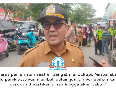 Kepala Dinas Perdagangan Kota Balikpapan, Haemusri Umar, menyampaikan stok Cadangan Beras Pemerintah (CBP) yang dikelola Perum Bulog Kanwil Kalimantan Timur dan Kalimantan Utara masih mencapai sekitar 22.300 ton, sehingga dinilai aman untuk memenuhi kebutuhan masyarakat hingga akhir tahun. Foto: M Hilmansyah.