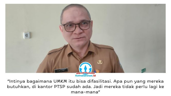 
 Kepala DPMPTSP Kota Balikpapan, Hasbullah Helmi, menjelaskan pelayanan perizinan terpadu satu pintu memudahkan pelaku UMKM mengurus berbagai dokumen usaha dalam satu lokasi. Foto: M Hilmansyah.