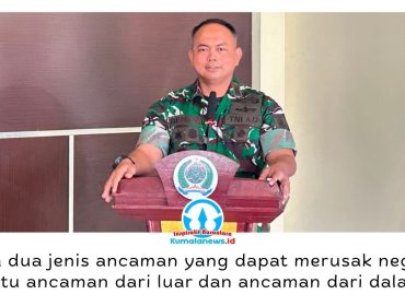 Komandan Kodim 0906/Kutai Kartanegara, Letkol Arm Benny Budiman, mengajak insan pers berperan aktif menangkal hoaks dan menjaga persatuan bangsa saat Coffee Morning bersama wartawan di Makodim 0906/Kukar, Kamis (2/7/2026). Foto: Indirwan.