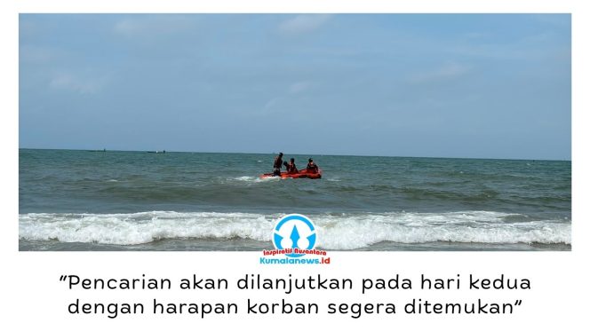 
 Tim SAR Gabungan melakukan pencarian terhadap Abizar (12), yang diduga tenggelam setelah terseret arus saat berenang di Pantai Kemala Beach, Balikpapan, Sabtu (11/7/2026). Foto: Basarnas Kaltim.