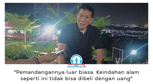 Aktivis Lingkungan Gunung Lingai, Nurdin, menilai Tebing Lonceng memiliki potensi besar sebagai destinasi wisata alam dan mendorong pengembangannya dilakukan melalui kolaborasi antara pemerintah, masyarakat, dan pemilik lahan. Foto: Yana Ashari.