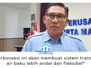 Direktur Operasional PTMB, Ir. Ali Rachman AS, ST., MT., menjelaskan interkoneksi pipa transmisi air baku dilakukan untuk memperkuat infrastruktur dan meningkatkan keandalan layanan air bersih di Kota Balikpapan. Foto: M Hilmansyah.