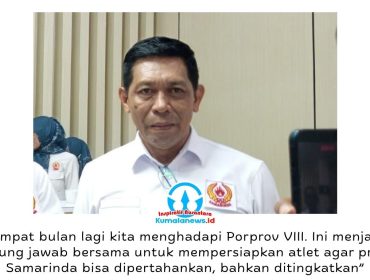 Ketua KONI Kota Samarinda, Wahyudi, menyampaikan keterangan bahwa Rakerkot menjadi forum strategis untuk menyusun program kerja serta menentukan arah pembinaan olahraga di Kota Samarinda. Foto: Yana Ashari.