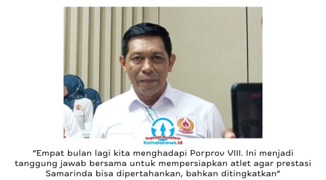 Ketua KONI Kota Samarinda, Wahyudi, menyampaikan keterangan bahwa Rakerkot menjadi forum strategis untuk menyusun program kerja serta menentukan arah pembinaan olahraga di Kota Samarinda. Foto: Yana Ashari.