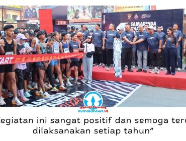 Wakil Ketua DPRD Kota Samarinda, Celni Pita Sari, menghadiri Samarinda Bhayangkara Run 2026 di Polresta Samarinda, Minggu (26/7/2026). Ia mengapresiasi kegiatan tersebut sebagai upaya mendorong gaya hidup sehat dan mempererat kebersamaan masyarakat. Foto: Rici.
