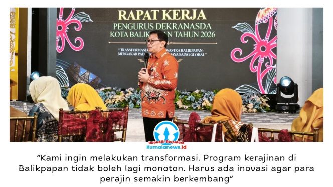
 Kepala DKUMKMP Kota Balikpapan, Heruresandy Setia Kesuma, menyampaikan Raker Dekranasda menjadi momentum menyusun strategi baru untuk mentransformasi pembinaan perajin agar lebih inovatif dan berdaya saing. Foto: M Hilmansyah.