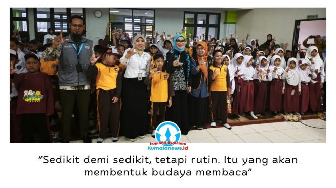 
 Bunda Literasi Kota Balikpapan, Hj. Nurlena Rahmad Mas'ud, S.E., menghadiri kegiatan Dongeng Keliling, Literasi Musik, dan Lomba Bertutur yang diselenggarakan Dinas Perpustakaan dan Arsip (Dispustakar) Kota Balikpapan sebagai upaya menumbuhkan budaya gemar membaca sejak usia dini, di Kantor Dispustakar Balikpapan, Rabu (29/7/2026). Foto: M Hilmansyah.