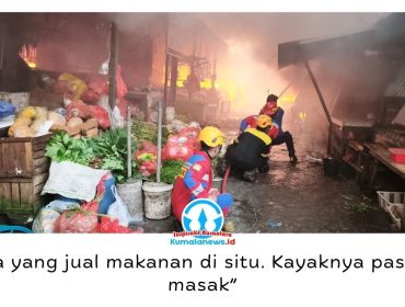 Kebakaran hebat melanda Pasar Sepinggan, Balikpapan Selatan, Jumat (31/7/2026) pagi. Kobaran api menghanguskan puluhan kios pedagang dan memicu kepanikan saat aktivitas perdagangan baru dimulai. Foto: M Hilmansyah.
