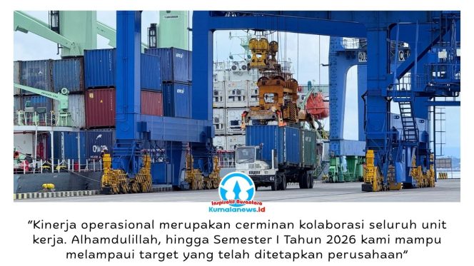 
 PT Kaltim Kariangau Terminal (KKT) mencatat kinerja operasional yang positif pada Semester I 2026 dengan sejumlah indikator pelayanan kapal dan bongkar muat melampaui target RKAP, didukung peningkatan efisiensi operasional di terminal peti kemas. Foto: M Hilmansyah.
