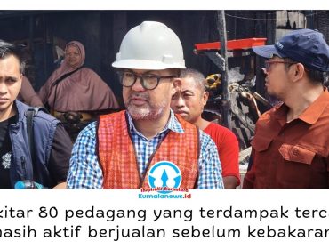 Kepala Dinas Perdagangan Kota Balikpapan, Haemusri Umar, menjelaskan pendataan pedagang terdampak kebakaran Pasar Sepinggan dilakukan sebagai dasar penempatan di Tempat Penampungan Sementara (TPS) secara tepat sasaran. Foto: M Hilmansyah.