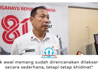 Penjabat Sekretaris Daerah Kota Balikpapan, Agus Budi Prasetyo, menyampaikan Upacara HUT ke-81 Kemerdekaan RI akan digelar secara sederhana di halaman Balai Kota sebagai bagian dari kebijakan efisiensi anggaran, tanpa mengurangi kekhidmatan peringatan. Foto: M Hilmansyah.
