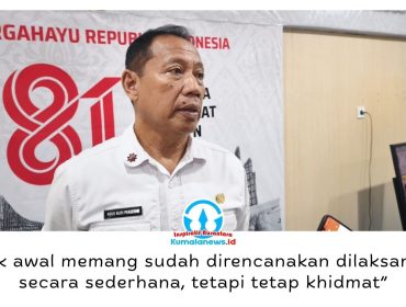 Penjabat Sekretaris Daerah Kota Balikpapan, Agus Budi Prasetyo, menyampaikan Upacara HUT ke-81 Kemerdekaan RI akan digelar secara sederhana di halaman Balai Kota sebagai bagian dari kebijakan efisiensi anggaran, tanpa mengurangi kekhidmatan peringatan. Foto: M Hilmansyah.