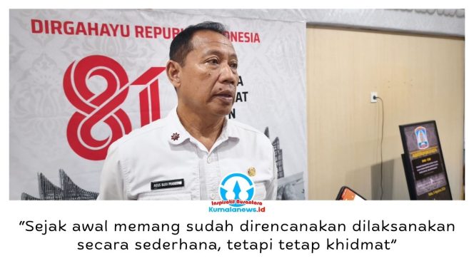 
 Penjabat Sekretaris Daerah Kota Balikpapan, Agus Budi Prasetyo, menyampaikan Upacara HUT ke-81 Kemerdekaan RI akan digelar secara sederhana di halaman Balai Kota sebagai bagian dari kebijakan efisiensi anggaran, tanpa mengurangi kekhidmatan peringatan. Foto: M Hilmansyah.