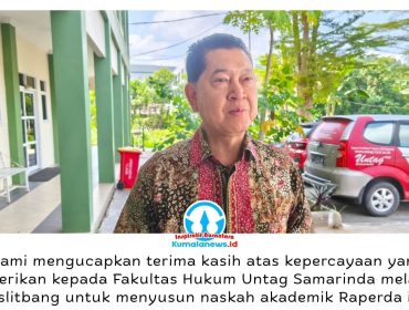 Rektor Untag Samarinda, Zuhdi Yahya, mengapresiasi kepercayaan Pemkot Samarinda kepada Fakultas Hukum Untag melalui Puslitbang dalam penyusunan Naskah Akademik Raperda Pengembangan dan Pengelolaan Kepariwisataan Kota Samarinda. Foto: Yana Ashari.