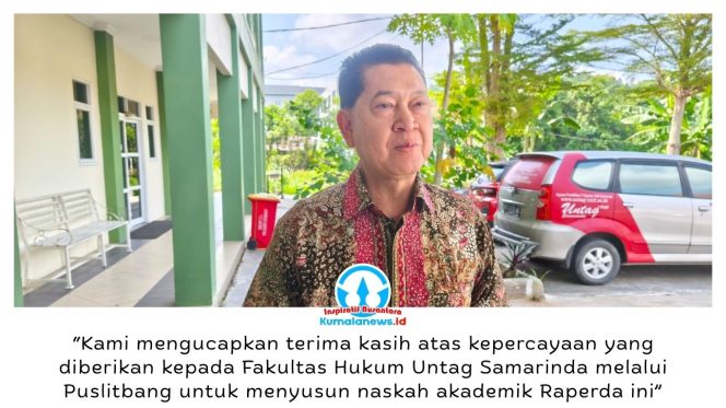 
 Rektor Untag Samarinda, Zuhdi Yahya, mengapresiasi kepercayaan Pemkot Samarinda kepada Fakultas Hukum Untag melalui Puslitbang dalam penyusunan Naskah Akademik Raperda Pengembangan dan Pengelolaan Kepariwisataan Kota Samarinda. Foto: Yana Ashari.