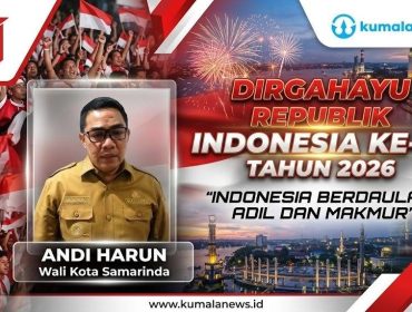 Wali Kota Samarinda Andi Harun mengajak masyarakat memaknai HUT ke-81 RI sebagai momentum memperkuat persatuan, menjaga kedamaian, dan menumbuhkan semangat nasionalisme, bukan sekadar seremoni. Foto dan Grafis: Yana Ashari – Kumalanews.id.