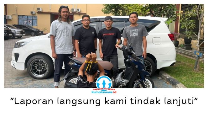 
 Polsek Sanga-Sanga bersama Tim Alligator Satreskrim Polres Kukar mengamankan pria berinisial NAS, terduga pelaku pencurian sepeda motor, di rumah keluarganya di Kelurahan Mangkurawang, Tenggarong, Selasa (11/8/2026). Foto: Polsek Sanga-Sanga.