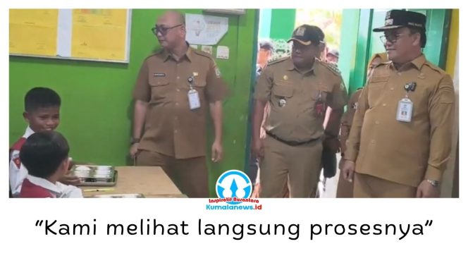 
 Wakil Wali Kota Balikpapan, Dr. Ir. H. Bagus Susetyo, MM., meninjau langsung pelaksanaan program Makan Bergizi Gratis (MBG) di SD Negeri 01 Balikpapan Barat, Selasa (11/8/2026), untuk memastikan proses distribusi dan konsumsi makanan berjalan sesuai ketentuan. Foto: M Hilmansyah.