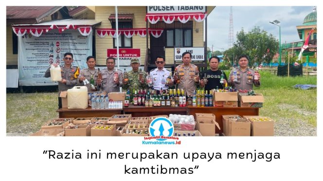 
 Polsek Tabang bersama Forkopimcam menggelar razia miras ilegal selama dua hari di sejumlah toko dan tempat usaha di Kecamatan Tabang, Kutai Kartanegara. Hasil razia disampaikan di Mapolsek Tabang pada Rabu (12/8/2026). Foto: Polsek Tabang.
