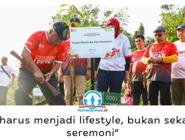 Penanaman 1.708 pohon bertema “Merdeka Bersama Alam” digelar di RTH DAS Sanggai, KIPP Nusantara, Sabtu (15/8/2026). Melibatkan 2.300 peserta, kegiatan menyambut HUT ke-81 RI ini berhasil mencatatkan rekor MURI. Foto: Humas Otorita IKN.