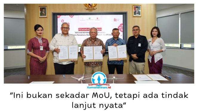 
 Otorita Ibu Kota Nusantara menandatangani MoU bersama Badan Bank Tanah dan Lion Group serta PKS dengan PT Indobox Cinematic Buana di Nusantara, Jumat (14/8/2026). Kerja sama ini diarahkan untuk memperkuat ekosistem aviasi, komersial, dan hiburan di IKN. Foto: Humas Otorita IKN.