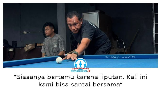 
 Meja Biliar Jadi Ruang Kebersamaan Wartawan PWI Kukar di Momen HUT ke-81 Kemerdekaan RI. Foto: PWI Kutai Kartanegara.