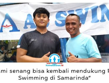 AB Swimming asal Jakarta untuk kedua kalinya mendukung Fun Swimming Kejuaraan Renang Antarpelajar 2026 di Kolam Renang Agrowisata Kebun Ndesa, Samarinda, sebagai bentuk dukungan terhadap pembinaan dan perkembangan atlet renang pelajar. Foto: Yana Ashari.