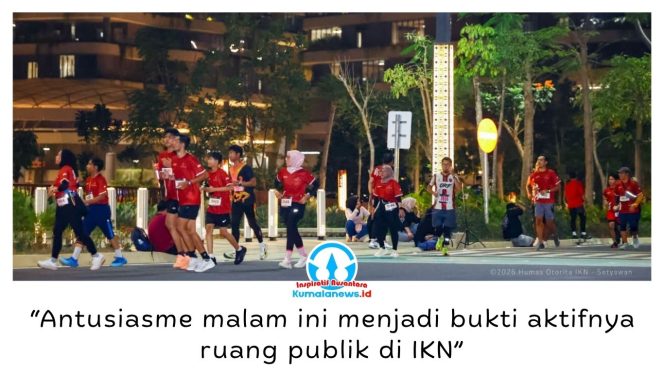 
 Rangkaian Merdeka Vaganza dan Merdeka Night Run 2026 di Plaza Ceremony KIPP Nusantara, Sabtu (15/8/2026) malam. Kegiatan ini memadukan olahraga lari, hiburan, UMKM lokal, serta layanan pemeriksaan kesehatan gratis. Foto: Humas Otorita Ibu Kota Nusantara.
