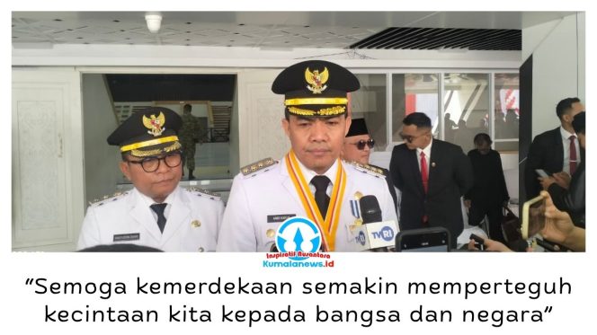 
 Wali Kota Samarinda Andi Harun mengajak masyarakat memperkuat komitmen kebangsaan, menjaga persatuan, dan meningkatkan kontribusi nyata bagi bangsa. Pesan tersebut disampaikan usai memimpin Upacara Detik-Detik Proklamasi di Lapangan Parkir GOR Segiri Samarinda, Senin (17/8/2026). Foto: Yana Ashari.