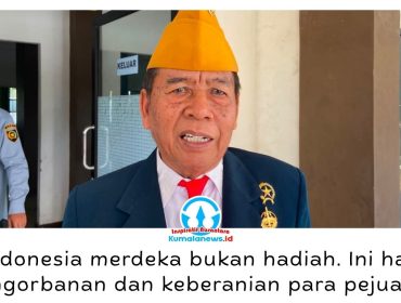 Ketua DPD LVRI Kaltim, Mayor Inf. (Purn) Sutjipto, menegaskan bahwa kemerdekaan Indonesia diraih melalui perjuangan, pengorbanan, dan keberanian para pejuang. Hal tersebut disampaikannya usai mengikuti Upacara Detik-Detik Proklamasi di Lapangan Parkir GOR Segiri Samarinda, Senin (17/8/2026). Foto: Fahrizal.