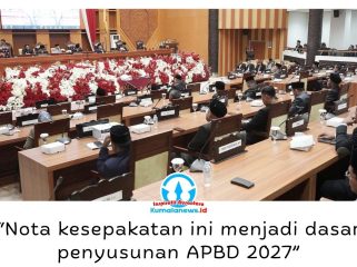 Pemerintah Kota Samarinda bersama DPRD Kota Samarinda menyepakati KUA-PPAS Tahun Anggaran 2027 sebagai dasar penyusunan APBD 2027. Nota kesepakatan tersebut dibacakan Plt. Sekretaris DPRD Kota Samarinda, Eddy Syahrani, dalam Rapat Paripurna DPRD Masa Persidangan II Tahun 2026 di Ruang Rapat Paripurna Lantai 2 DPRD Samarinda, Jumat (14/8/2026). Foto: Humas Pemkot.