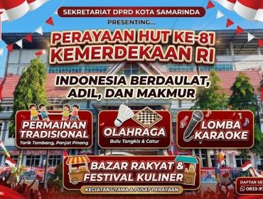 Sekretariat DPRD Kota Samarinda menyiapkan rangkaian kegiatan semarak HUT ke-81 RI dengan melibatkan masyarakat, pelajar, OPD, dan keluarga besar Sekretariat DPRD. Grafis: Kumalanews.id.