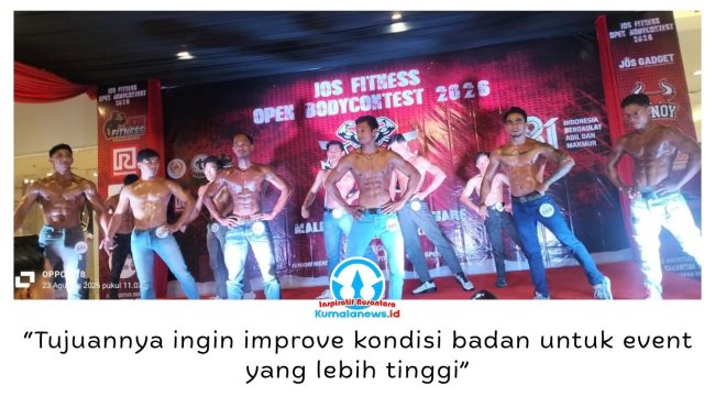 Peserta RG Fitness Balikpapan, Dimas Wira (27), menjadikan JOS Fitness Open Body Contest 2026 sebagai momentum mengukur perkembangan fisik dan mempersiapkan diri menuju kompetisi yang lebih tinggi. Foto: Yana Ashari.