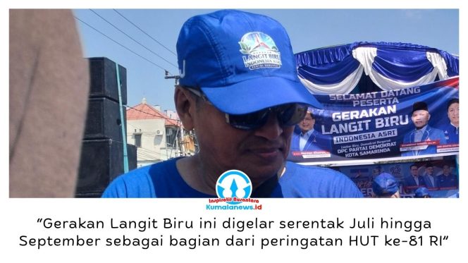 
 Ketua Panitia Pelaksana Gerakan Langit Biru Indonesia Asri dan Konsolidasi Organisasi DPC Partai Demokrat se-Kota Samarinda, Joni Sinatra Ginting, mengatakan gerakan tersebut tidak sekadar menjadi kegiatan seremonial, tetapi juga diharapkan mampu meningkatkan kesadaran masyarakat untuk menjaga kebersihan dan kelestarian lingkungan secara berkelanjutan. Foto: Yana Ashari.