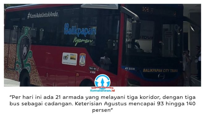 
 Tingkat keterisian penumpang Balikpapan City Trans (Bacitra) mencapai 93 hingga 140 persen sepanjang Agustus 2026, menunjukkan semakin tingginya minat masyarakat terhadap layanan transportasi publik dengan skema Buy The Service (BTS). Foto: M Hilmansyah.