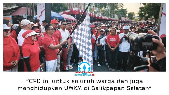 
 Wali Kota Balikpapan Rahmad Mas’ud mengatakan, CFD di Taman Tiga Generasi menjadi ruang alternatif bagi masyarakat untuk berolahraga, berkumpul bersama keluarga, sekaligus mendorong pertumbuhan UMKM di Balikpapan Selatan. Foto: M Hilmansyah.