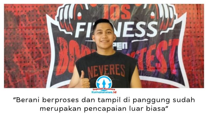 
 Owner JOS Fitness Samarinda, Ahmad Syahrul Romadoni, mengapresiasi keberanian dan kerja keras peserta dalam JOS Fitness Open Body Contest 2026 di Mall Samarinda Square, Minggu (23/8/2026). Foto: Yana Ashari.