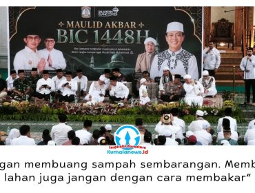 Wali Kota Balikpapan Rahmad Mas’ud mengajak masyarakat meningkatkan kepedulian terhadap kebersihan lingkungan dan mencegah karhutla di tengah kondisi kemarau. Pesan tersebut disampaikan saat menghadiri Maulid Akbar 2026 BIC 1448 H di Balikpapan, Rabu (2/9/2026). Foto: M Hilmansyah.