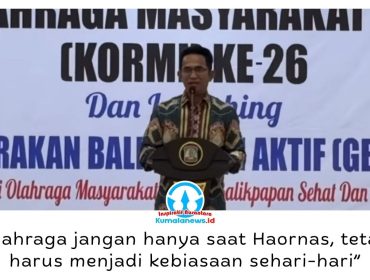 Wali Kota Balikpapan Dr. H. Rahmad Mas’ud menegaskan olahraga harus menjadi kebiasaan sehari-hari masyarakat, bukan hanya dilakukan saat peringatan Haornas. Foto: M Hilmansyah.