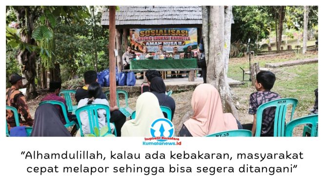 
 Peserta didik (Serdik) Sespimti Polri saat memberikan sosialisasi pencegahan karhutla kepada masyarakat di RT 35, Kelurahan Karang Joang, Balikpapan Utara, Kaltim, Sabtu (12/9/2026). Foto: M Hilmansyah.