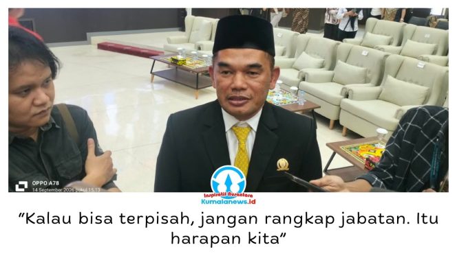 
 Ketua DPRD Provinsi Kalimantan Timur, Hasanuddin Mas’ud atau Hamas, menyoroti rangkap jabatan pelaksana tugas (Plt) pimpinan di RSUD Abdul Wahab Sjahranie (AWS) dan RSUD Kanujoso Djatiwibowo. Ia berharap pengelolaan kedua rumah sakit dapat dipisahkan agar pelayanan kepada masyarakat lebih optimal. Foto: Yana Ashari.