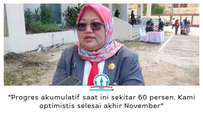 
 Kepala DPU Kota Balikpapan, Rita, menyampaikan progres pembangunan Rumah Jabatan Wakil Wali Kota Balikpapan yang kini difokuskan pada penyelesaian bangunan utama dua lantai dan penataan jalan di sekeliling kawasan. Foto: M Hilmansyah.