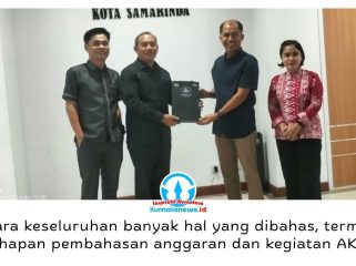 DPRD Kota Samarinda menerima kunjungan kerja DPRD Kota Bontang untuk membahas penyelarasan RKPD dan RAPBD Tahun Anggaran 2027, sekaligus bertukar informasi terkait pembahasan anggaran dan kegiatan alat kelengkapan dewan (AKD), Jumat (18/9/2026). Foto: Yana Ashari.