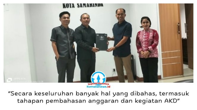 
 DPRD Kota Samarinda menerima kunjungan kerja DPRD Kota Bontang untuk membahas penyelarasan RKPD dan RAPBD Tahun Anggaran 2027, sekaligus bertukar informasi terkait pembahasan anggaran dan kegiatan alat kelengkapan dewan (AKD), Jumat (18/9/2026). Foto: Yana Ashari.