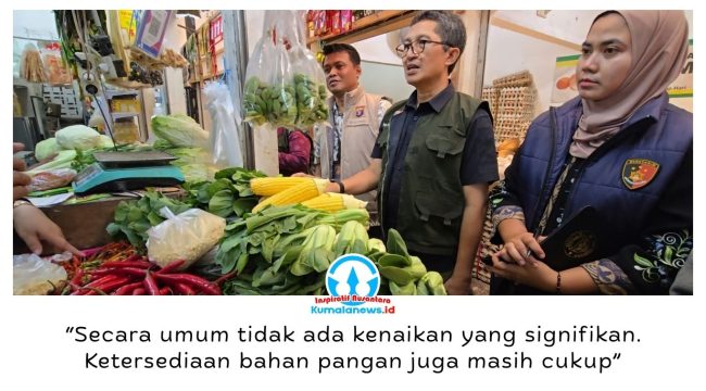 Tim Satgas Pangan DP3 Balikpapan bersama Indagsi Ditreskrimsus Polda Kaltim memantau harga dan ketersediaan bapokting di Pasar Klandasan, Jumat (18/9/2026). Foto: M Hilmansyah.